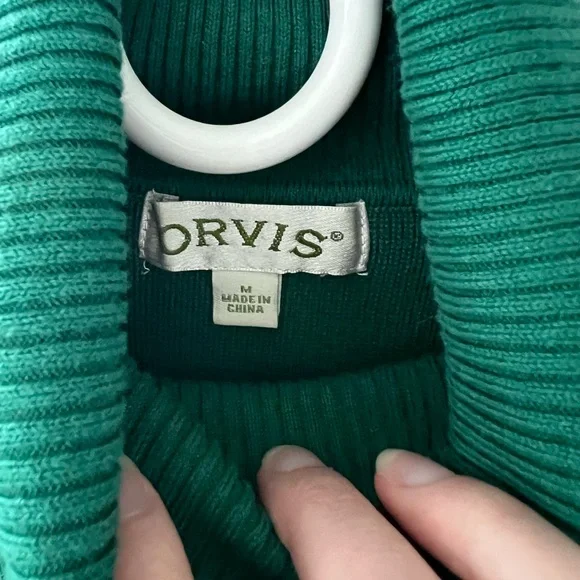 CLEARANCE Women’s Medium Green Orvis Long Sleeve Turtleneck Sweater - Picture 6 of 9